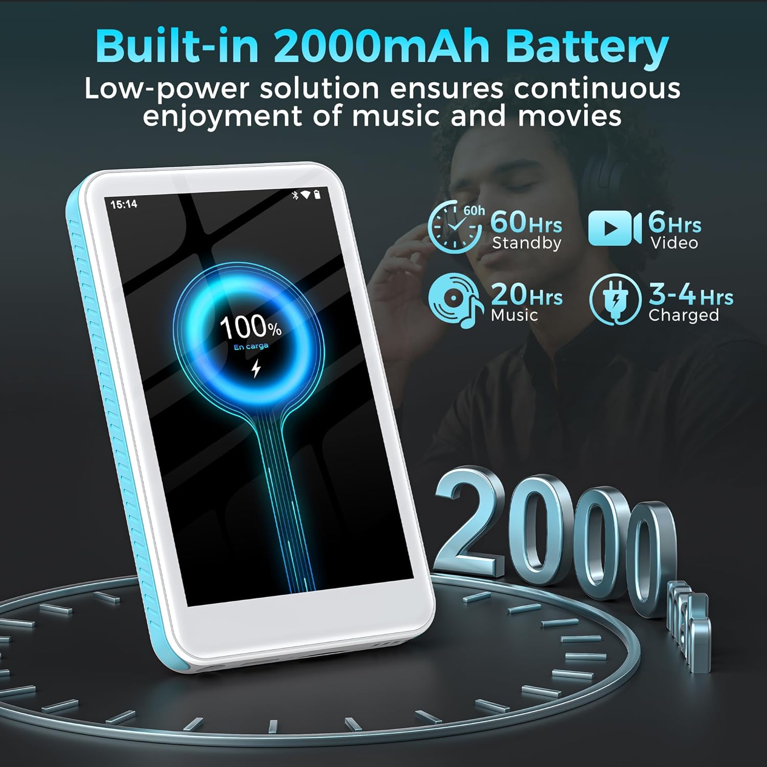 SWOFY D08 MP3 Player with 1TB microSD card being inserted