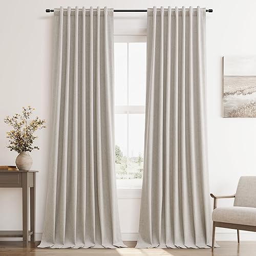 Miniatura 22 de Cortinas Blackout de 84 pulgadas de largo, juego de 2 paneles de lino natural para dormitorio, oscurecimiento de habitación, cortinas con