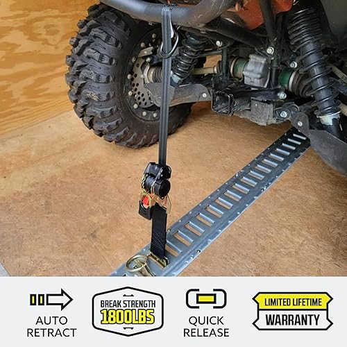 Miniatura 38 de DC Cargo Mall Correa de trinquete retráctil para barco, kit de Gunwale resistente y correas de amarre de popa y correas de alta resistencia de 2 x