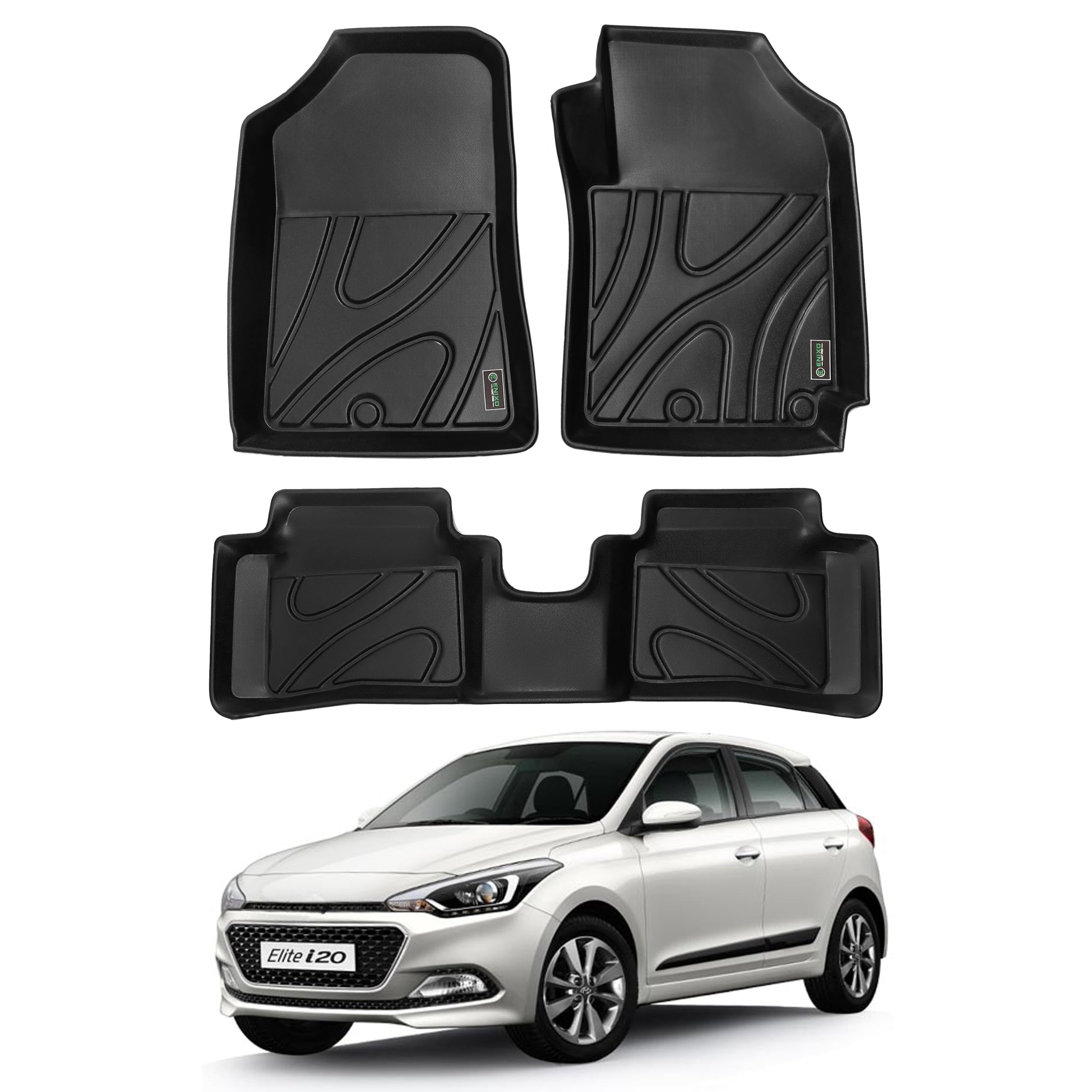 5D Custom Fit TPE Car Floor Mats for Hyundai Elite i20 2016-2020 - Long Life TPE Car Floor Mat | Waterproof All Weather | Anti-Slip | Manual & Automatic | Black 1 Set of 3 pcs-image-16