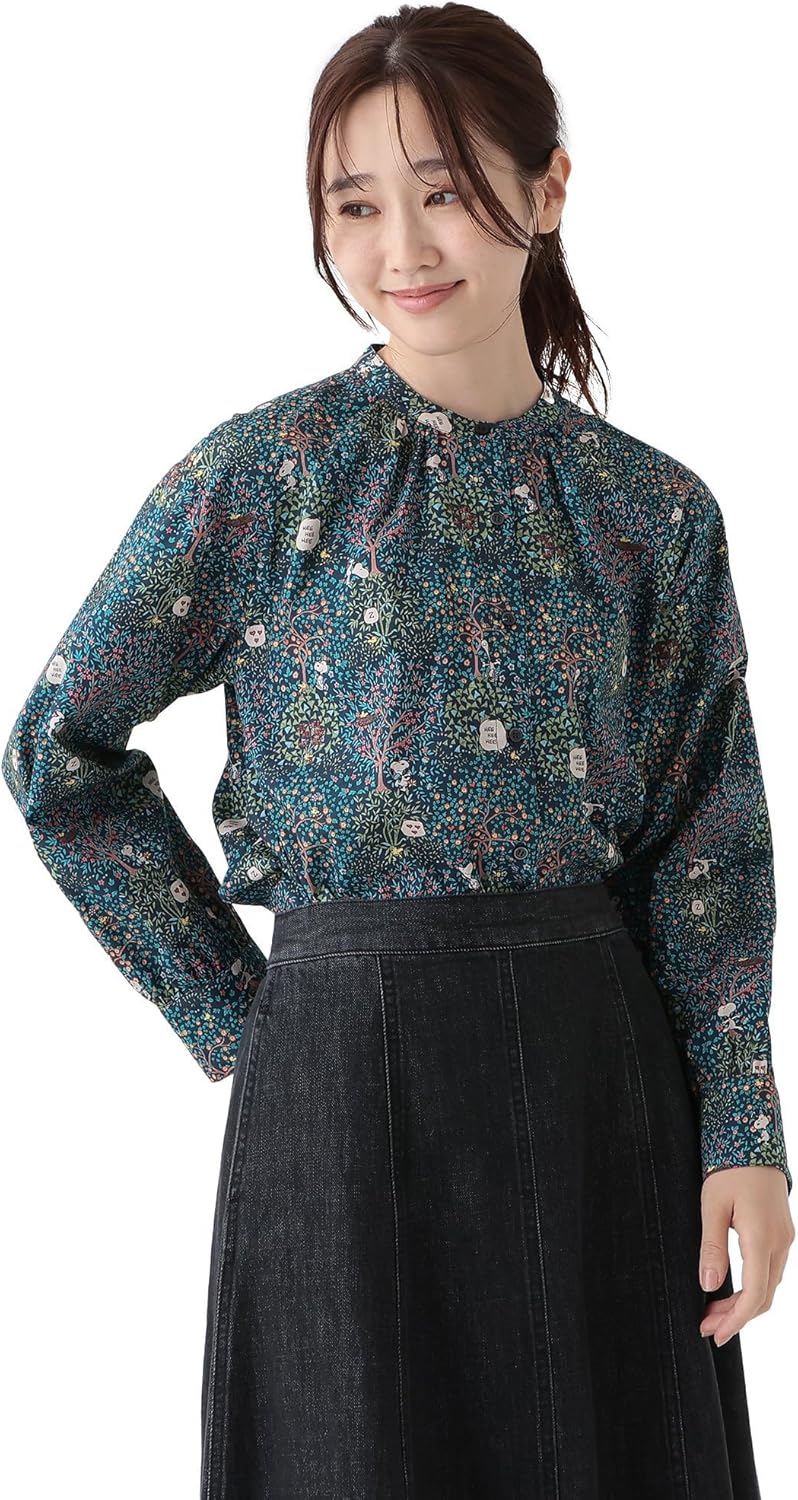 極美品✨アルアバイル フリルブラウス バンドカラー 紺 長袖 ジョー