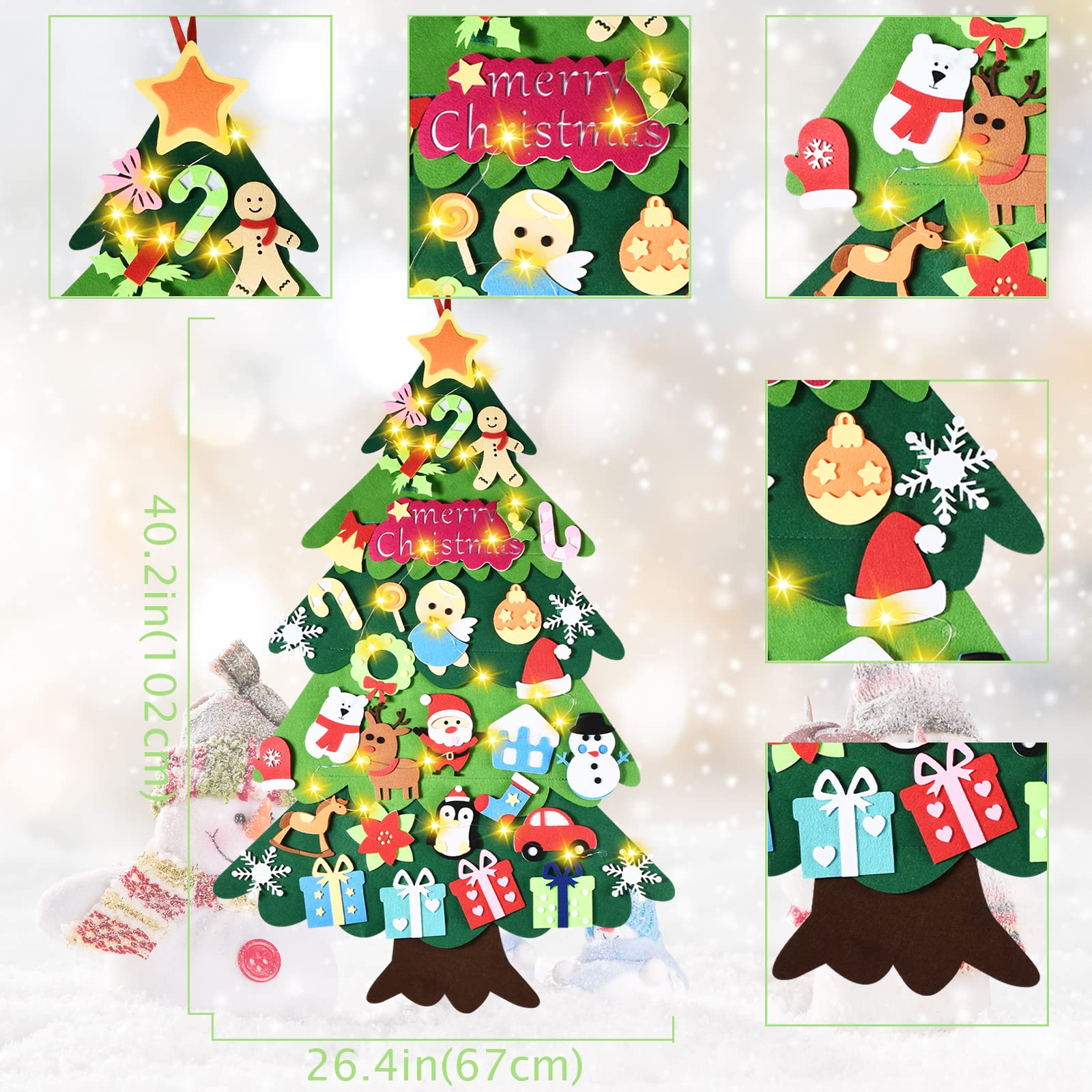 Amazon | DIY フェルトクリスマスツリーセット フェルトバナー付き