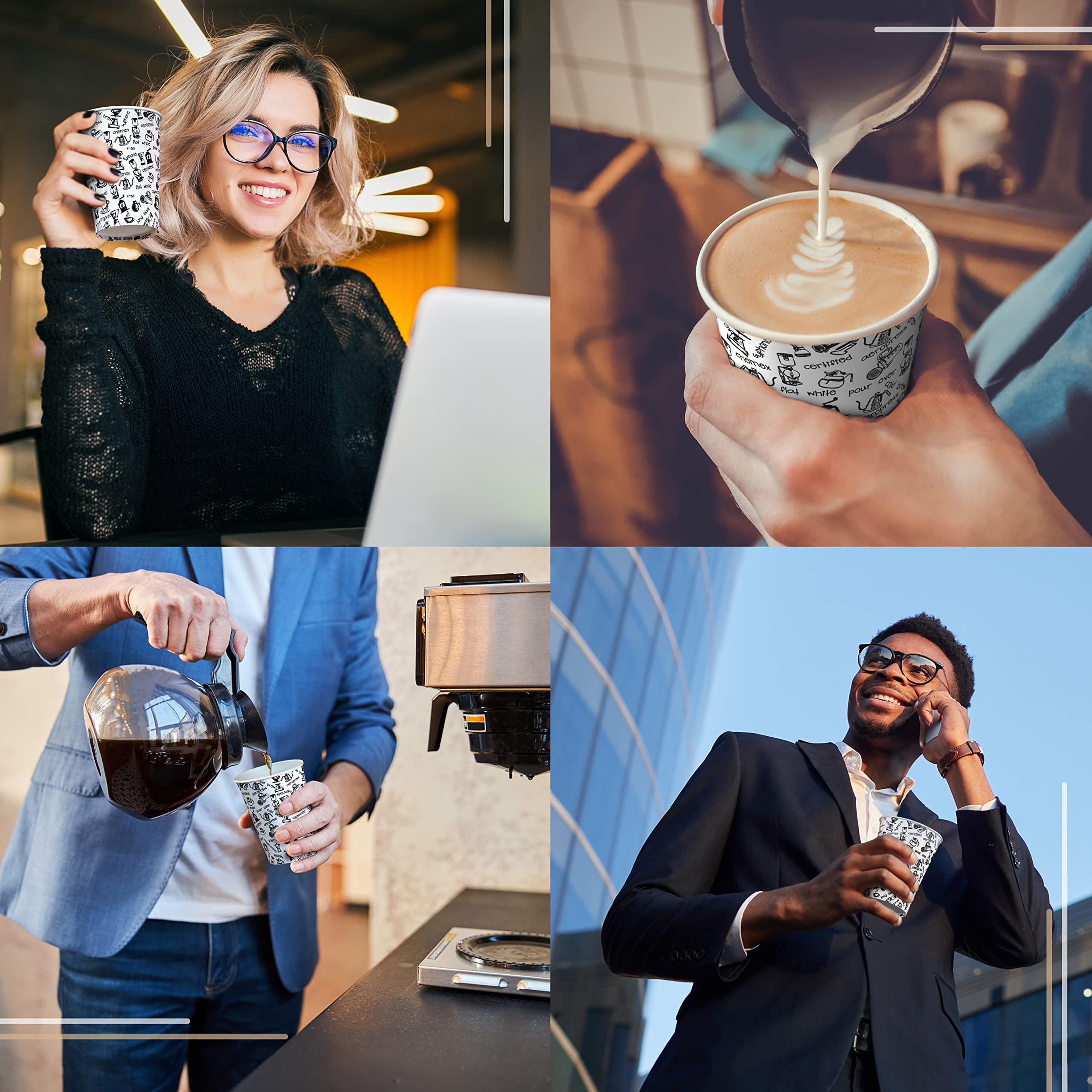 CupCup 120 Bicchieri Carta per Prendere il Caffè – Bicchieri Caffe - Tazza di 360 ml Bicchieri Monouso per Prendere il Caffè, il Tè, le Bevande Calde e Fredde