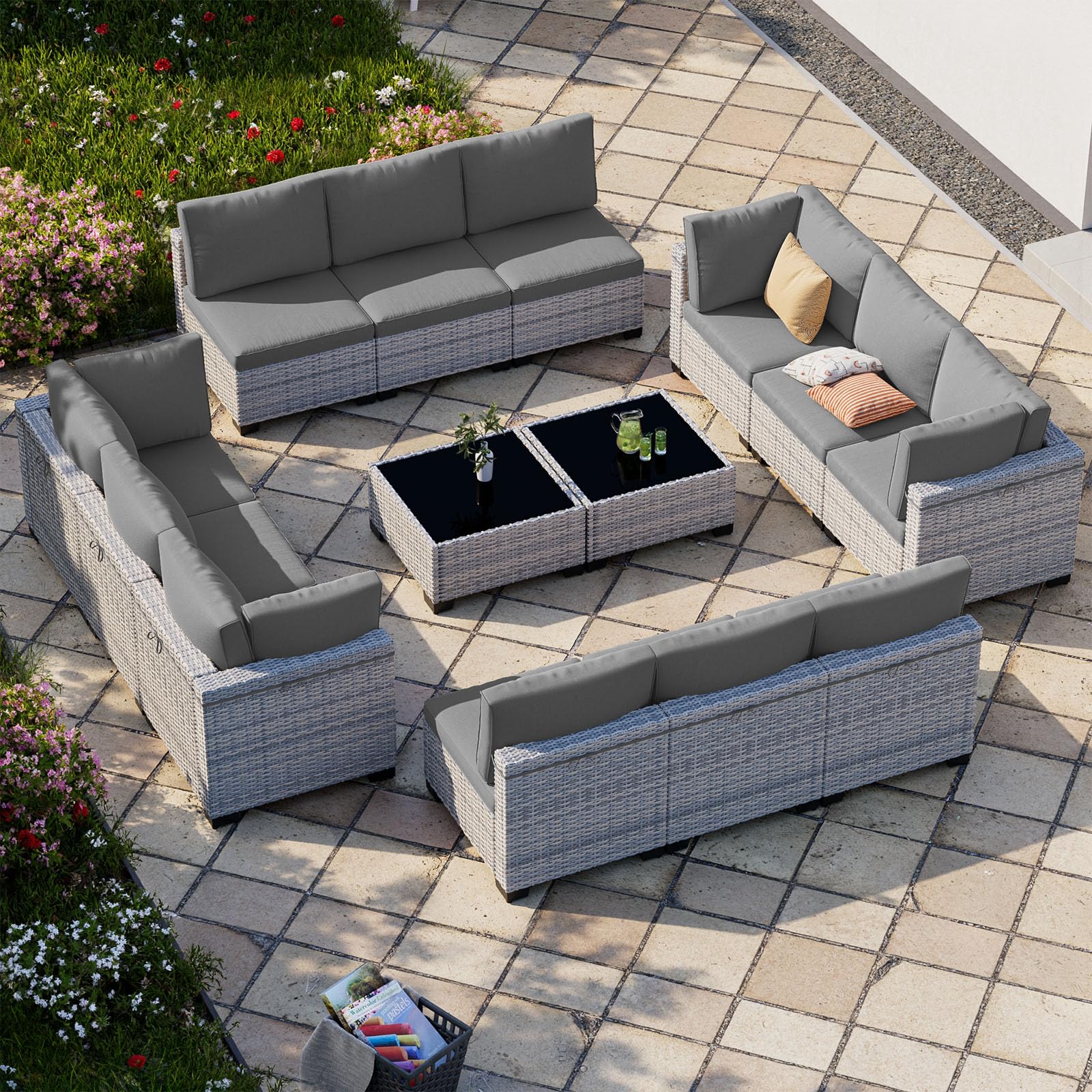 Outdoor PE Wicker Rattan Modular Patio Sectional Sofa Set