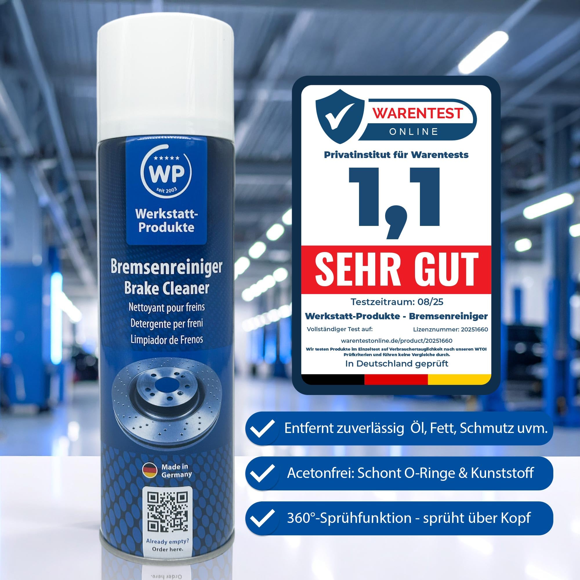 MW 24x WP Bremsenreiniger 500 ml Acetonfrei Teilereiniger entfettet rückstandsfrei 360° Sprühventil silikonfrei