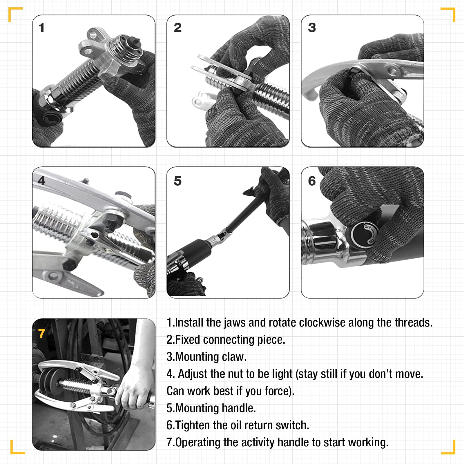 Extractor de engranajes hidráulico, kit de extractor hidráulico de 10 toneladas, extractor de rodamientos con funda, separador de cubo de rodamiento de 2 o 3 mordazas, herramienta separadora