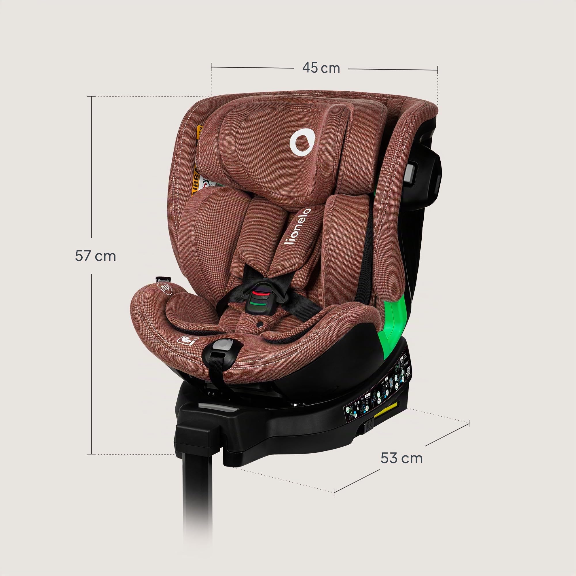 LIONELO Harmony i-Size Seggiolino Auto Girevole 360° ISOFIX per 0-12 Anni | Bambini 0-12 Anni, Gamba di Supporto, Fronte e Retro Marcia, 5 Livelli Reclinabili, Protezione Laterale