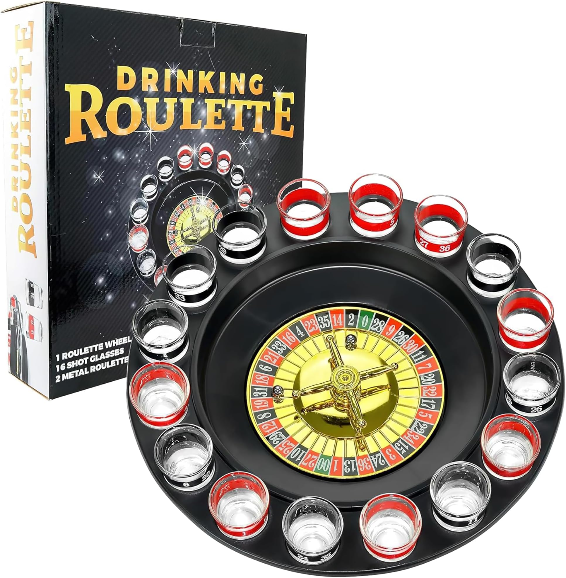 Drinking Roulette incl. 16 shot glasses