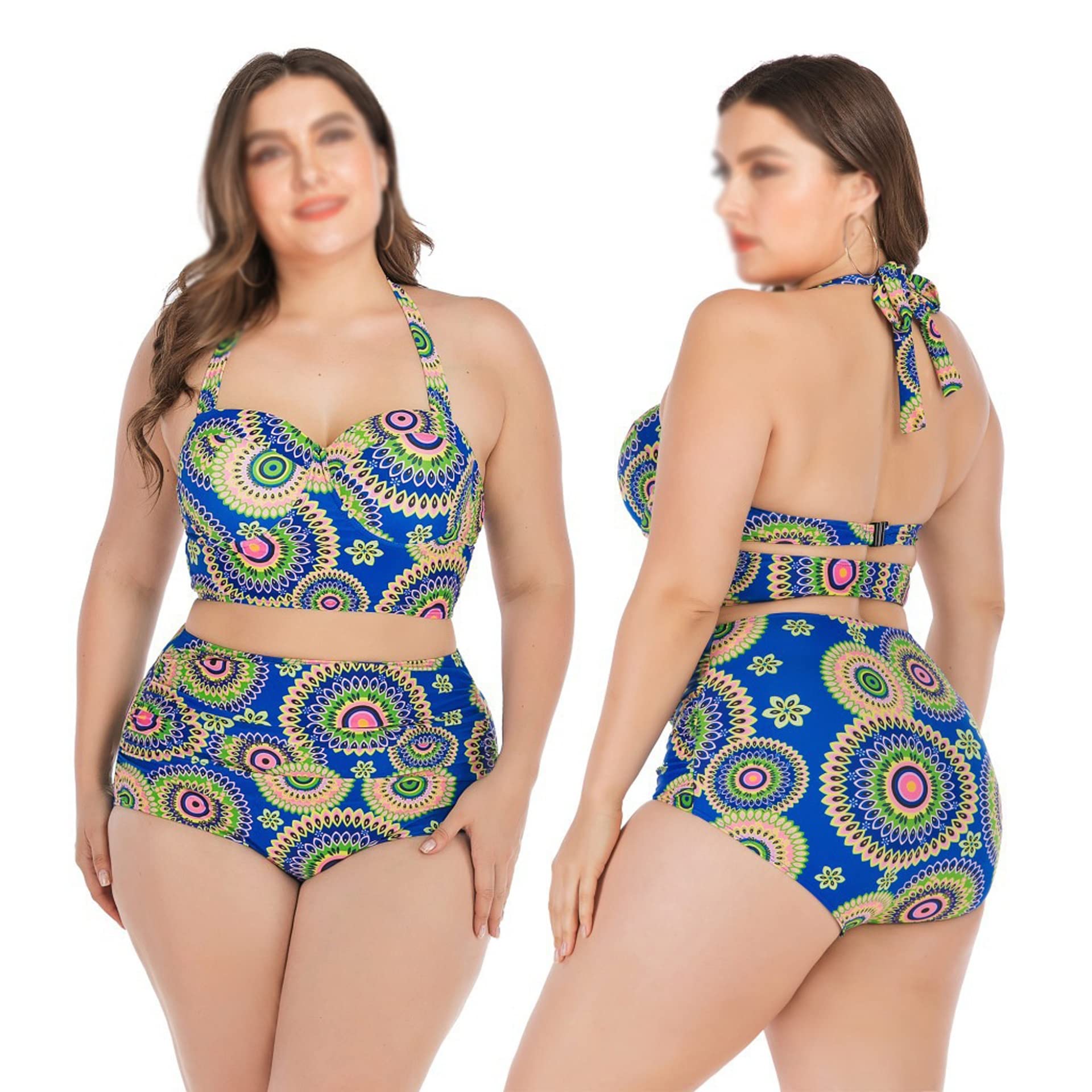 Bikini Halter Bikini Damskie bikini w dużych rozmiarach Dwuczęściowe stroje kąpielowe bikini (kolor: A, rozmiar: kod XXL) (kod A XXL)