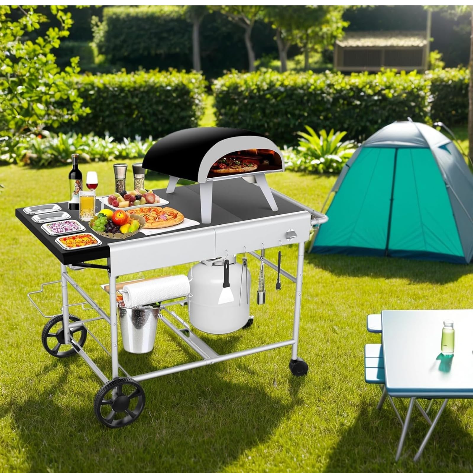 Table de four à pizza Ooni Koda/Karu/Fyra 128 x 64 cm support mobile barbecue d'extérieur Blackstone Griddle Cuisinart