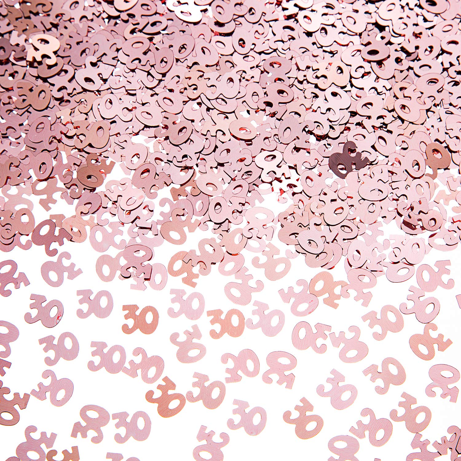 EMAAN 30th Wedding Anniversary and 30th Birthday Party Table Confetti Decorations, 30 Number Metallic Foil Confetti for 30th Anniversary Theme Party（Rose Gold）