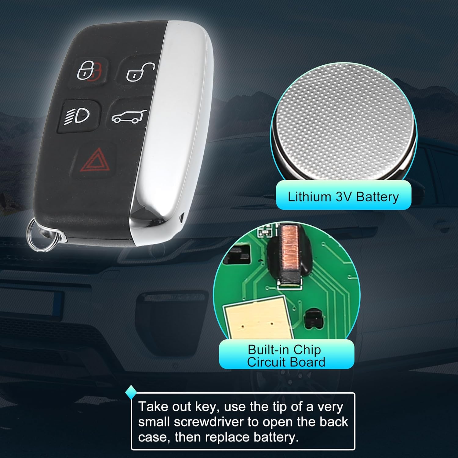 X AUTOHAUX 2pcs 315MHz KOBJTF10A Replacement Smart Proximity Keyless Entry Remote Key Fob for Range Rover Evoque Sport 2012-2017 for Land Rover LR2 LR4 2012-2015 5 Buttons