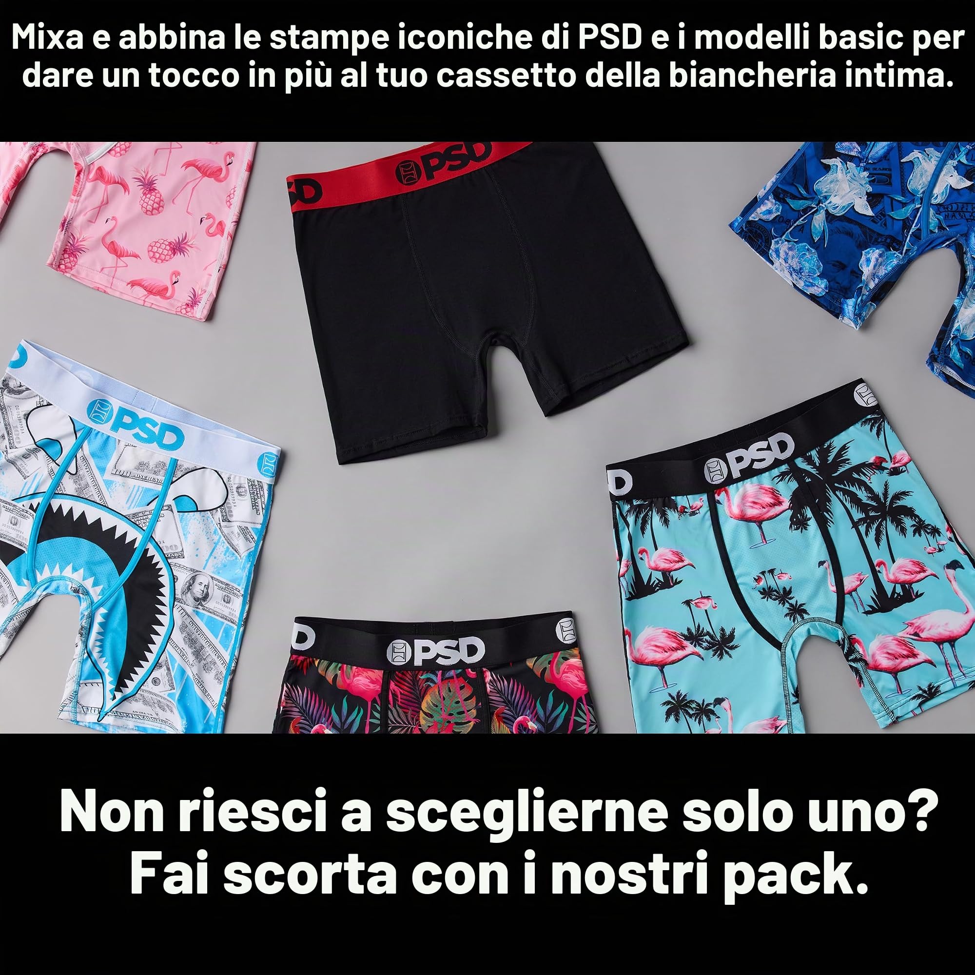 PSD Men's Basic Solid Boxer Briefs - 7 inch Inseam Breathable And Supportive Men's Underwear with Moisture-Wicking Fabric
