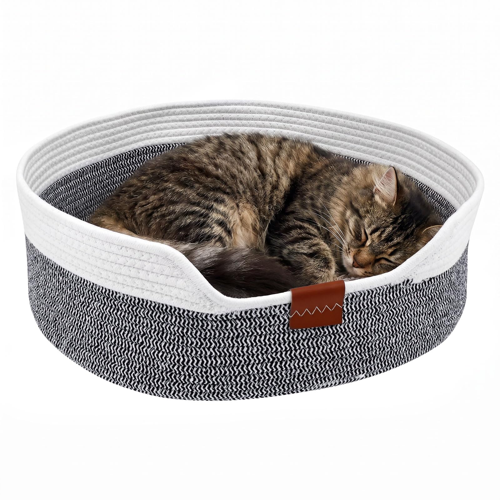 GWCYMYD Woven Cat Bed, 50x50x14.5cm Cotton Rope Scratching Basket(Style2)