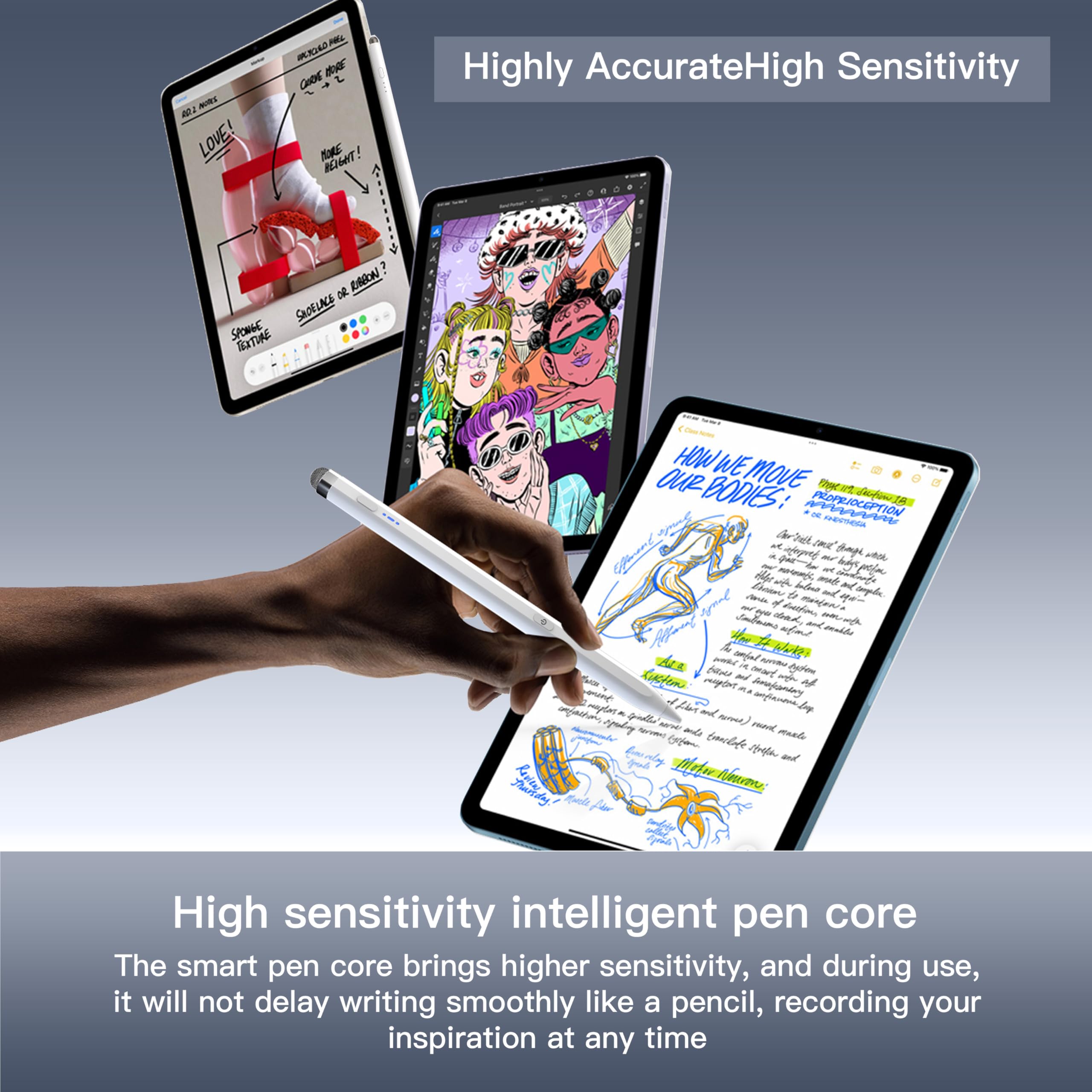 Lápiz capacitivo de doble punta para Samsung Galaxy Tab A9+ Android y iPad 10ª y 9ª tableta lápiz (negro)