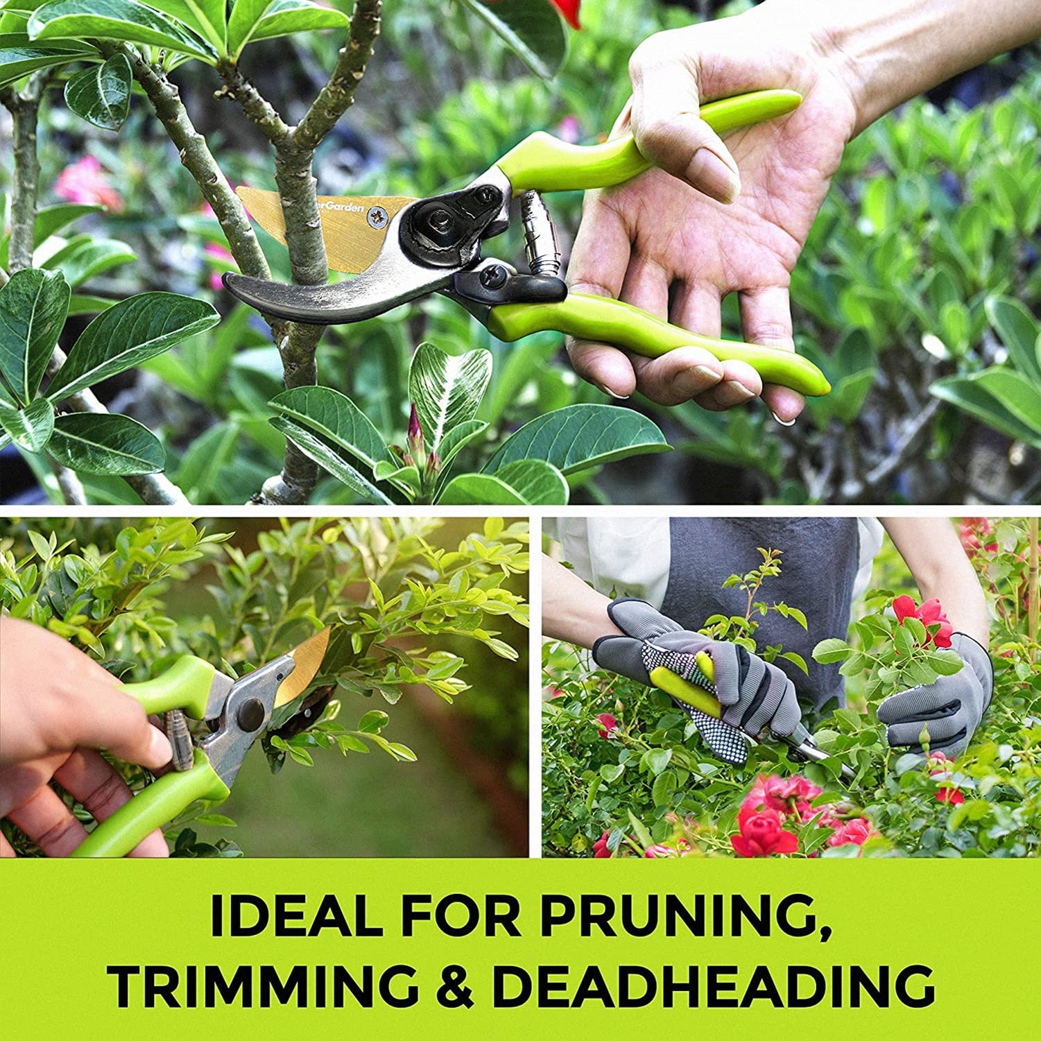 Robuste Gartenschere, Hand-Gartenschere, langlebige Klingen aus gehärtetem Titan, 1,2 Zoll Schnittdurchmesser, Klingenverriegelung, ergonomischer Griff
