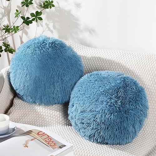 Miniatura 1 de 2 almohadas redondas de felpa de 10 pulgadas, almohada circular suave, almohada decorativa de bola esférica para dormitorio, sala de estar, oficina,
