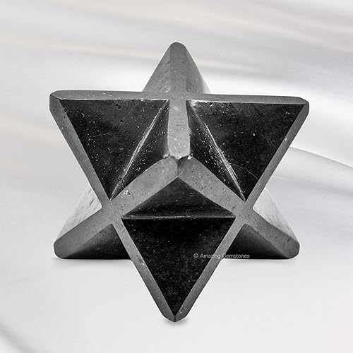 Miniatura 386 de Amazing Gemstone Larvikite Merkaba Crystal – Estrella de Merkaba metafísica de 1 pulgada para meditación – Cristal tetraedro energético y piedras