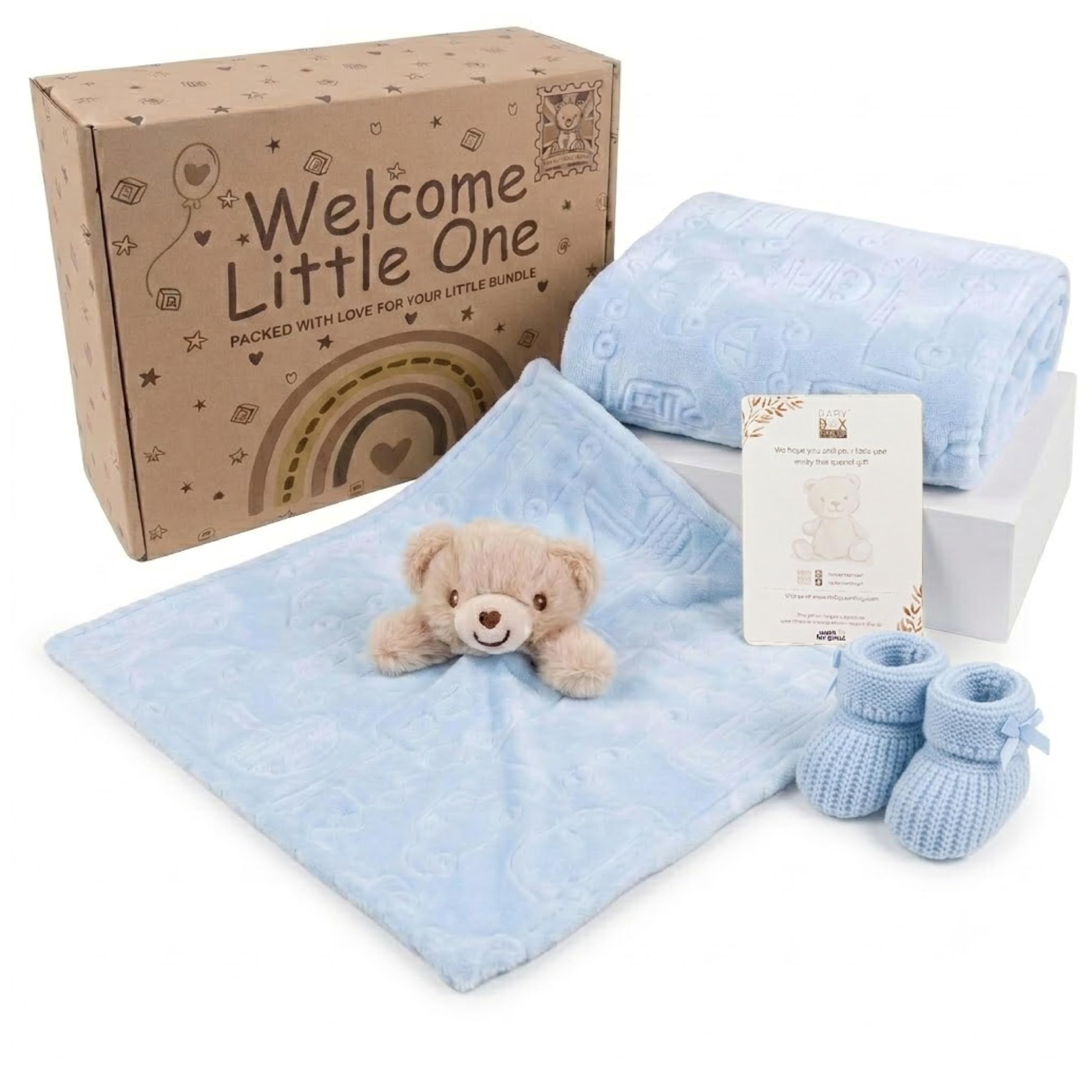 Baby Box Shop Baby Boy Hamper Gift Set - 4 Handpicked Newborn Baby Boy Gift