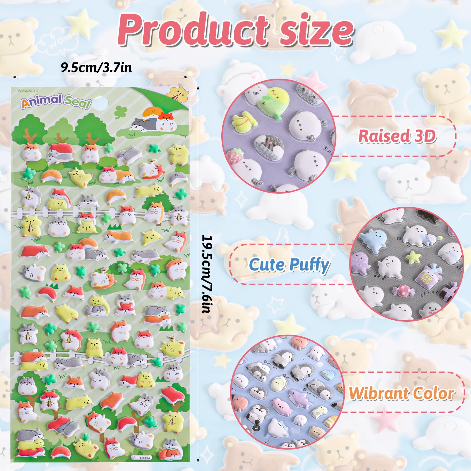 Cute Puffy Stickers for Kids 600+ - Image 2