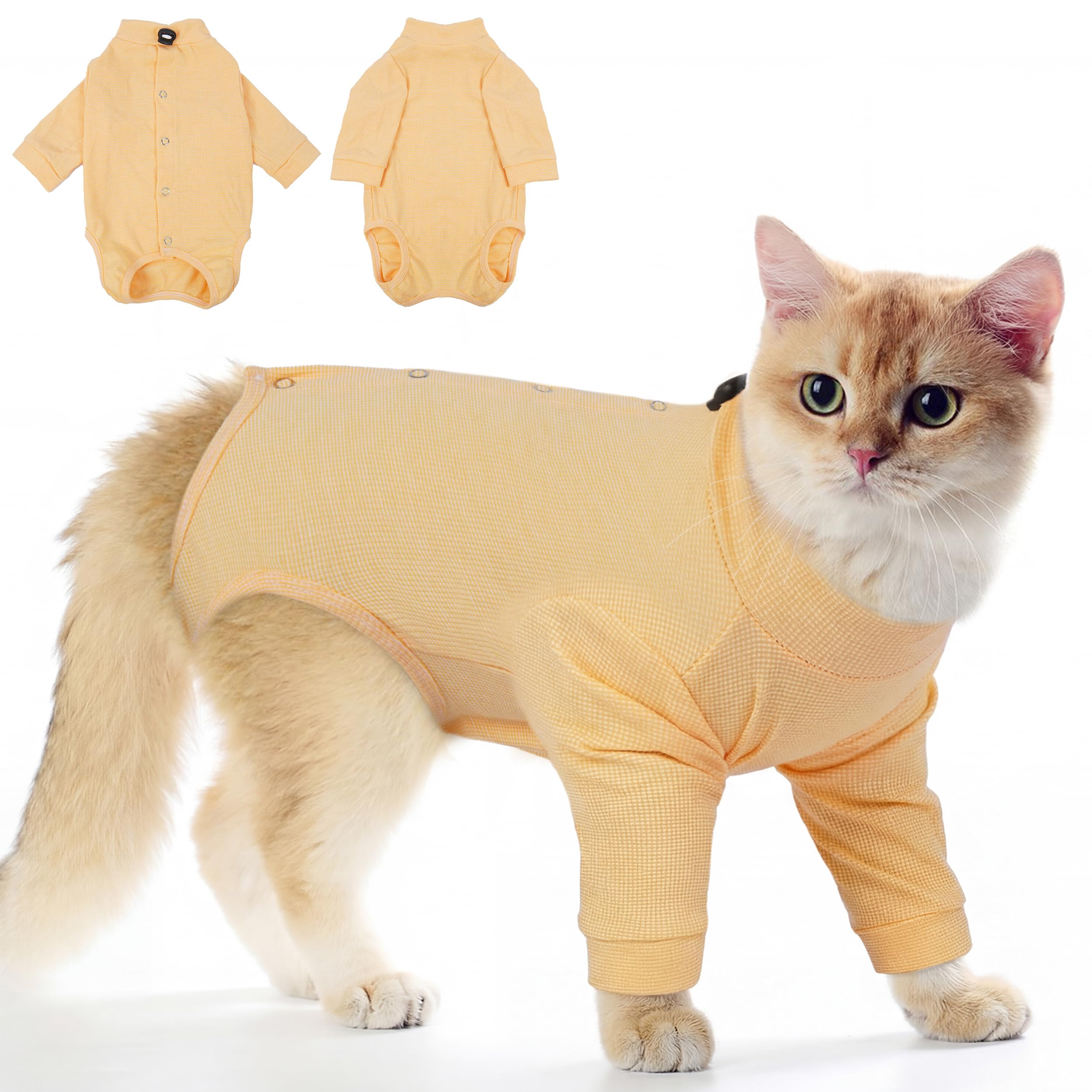 PUMYPOREITY Cat Recovery Suit, Cat Surgery Recovery Suit for Male and Female, Orange, S
