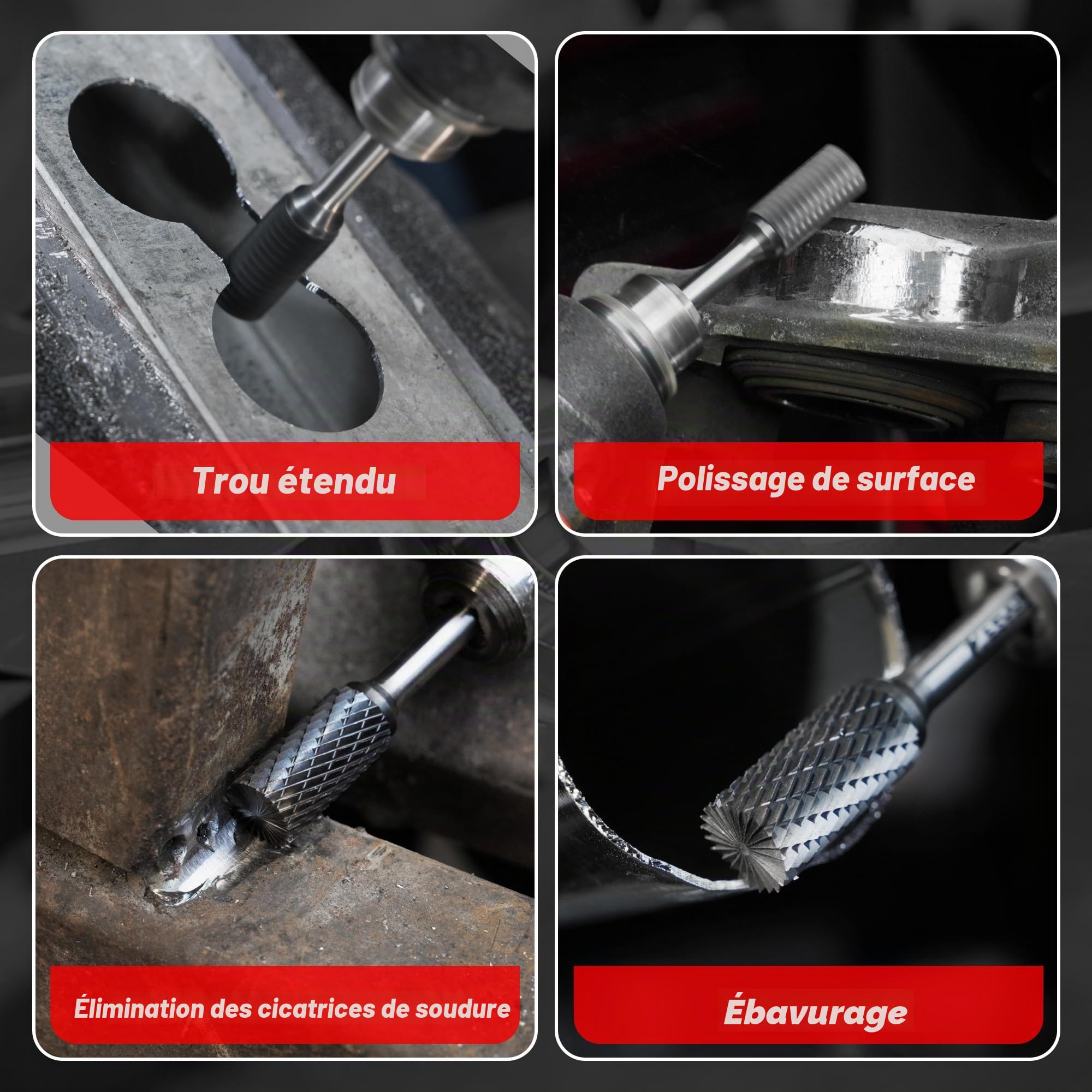 EZARC AlCrN Fraise rotative en carbure de tungstène (Pro), fraise à double tranchant en carbure SB-5 avec tige de 6,35 mm pour meuleuse pneumatique de découpe, pour le travail des métaux durs