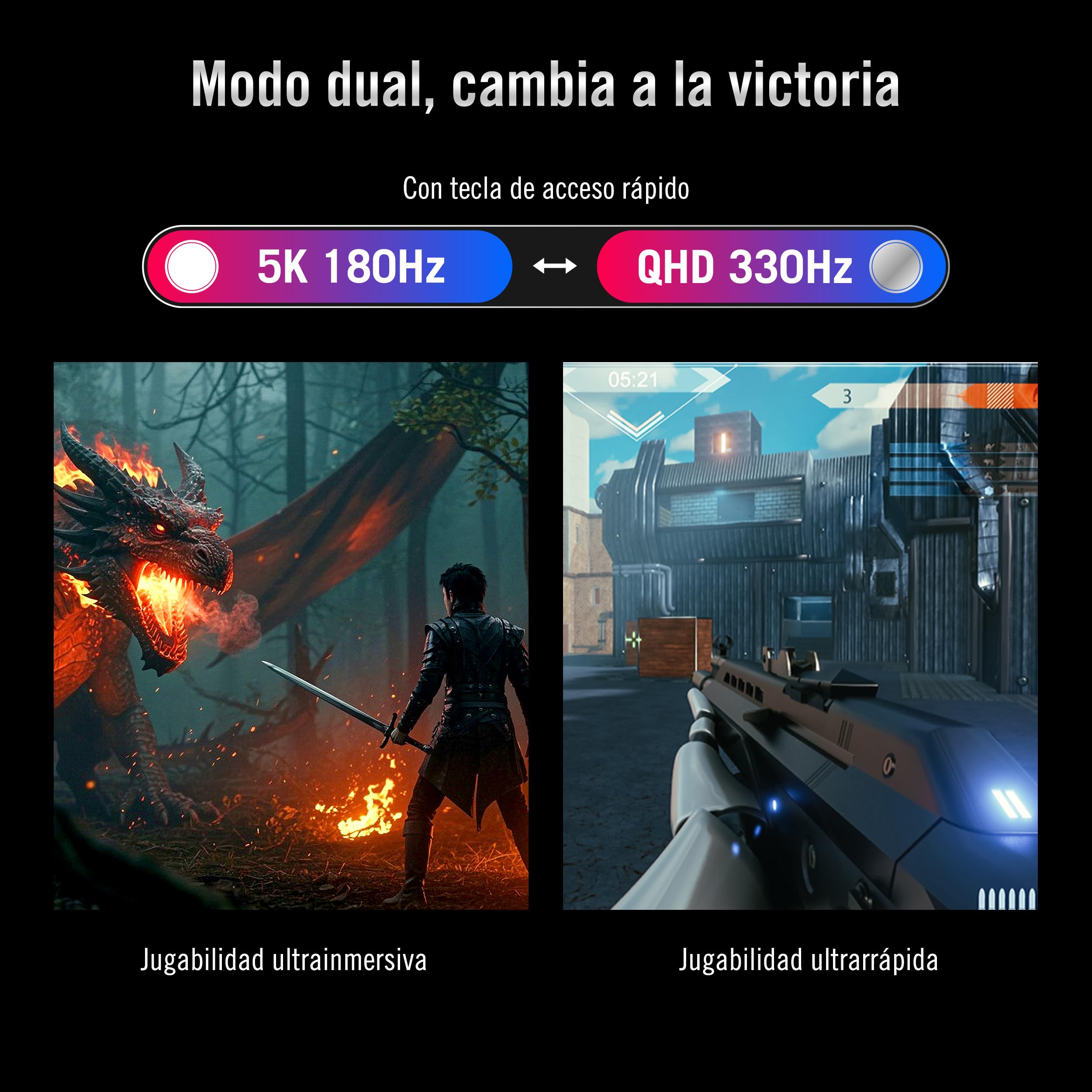 ASUS ROG Strix 5K XG27JCG - Monitor Gaming 5K HDR (5120 × 2880), Dual Mode, G-Sync y AMD FreeSync Premium, ELMB2, VESA DisplayHDR 600, 218 ppi, 95% DCI-P3, DisplayWidget Center, tecnología Gaming AI