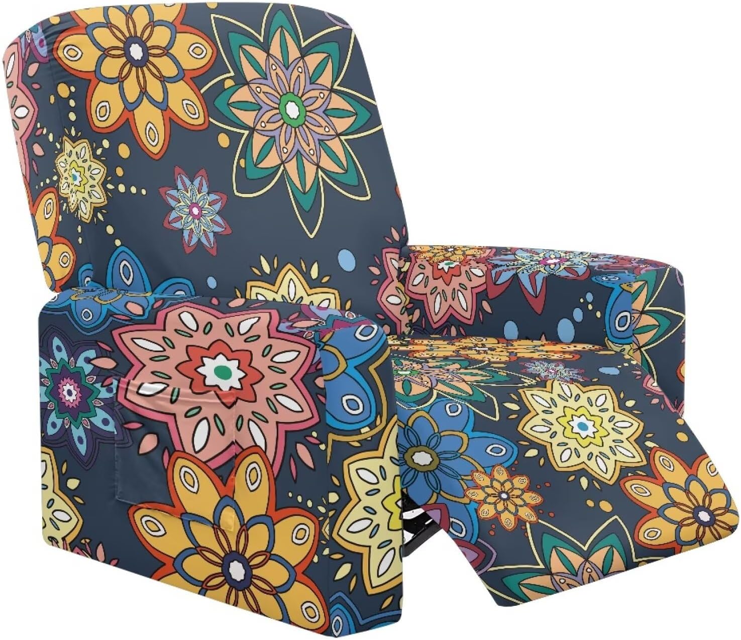 Cute Mandala Cover for Recliner Washable Stretch Chair Slipcover Elastic Couch Covers 4 Piece Soft Lazy Boy Couch Protector Non Slip Reclining Sofa Covers