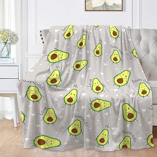Manta de aguacate súper suave y adorable con dibujos animados de frutas y aguacate para niñas, niños, manta de forro polar decoración de aguacate