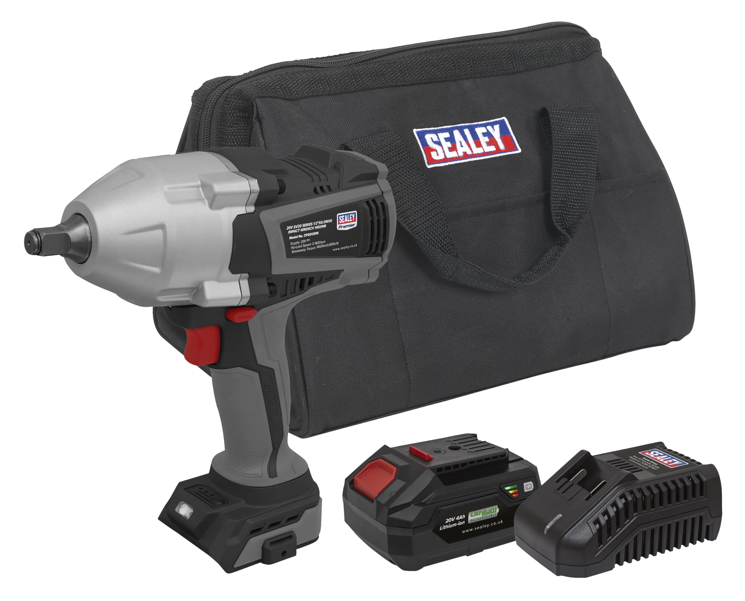 Sealey Cordless Impact Wrench Kit 20V 4Ah SV20 Series - CP20VXIWKIT1