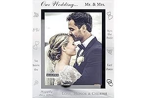 Malden International Designs Our Wedding Mirrored Glass with Mirrored Inner Border Picture Frame, 8x10, Silver