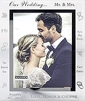 Malden Our Wedding 8x10 Silver Mirrored Glass Picture Frame - Elegant Beveled Wedding Photo Display
