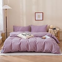 Vista 48 de BuLuTu - Juego de funda de edredón individual de muselina, diseño a rayas, funda de edredón tipo gasa de algodón con 2 fundas de almohada, ropa