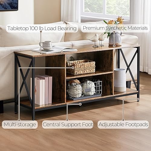 Miniatura 8 de Yaheetech Soporte de TV para televisores de hasta 65 pulgadas, mesa consola con estantes, centro de entretenimiento multimedia estilo granja