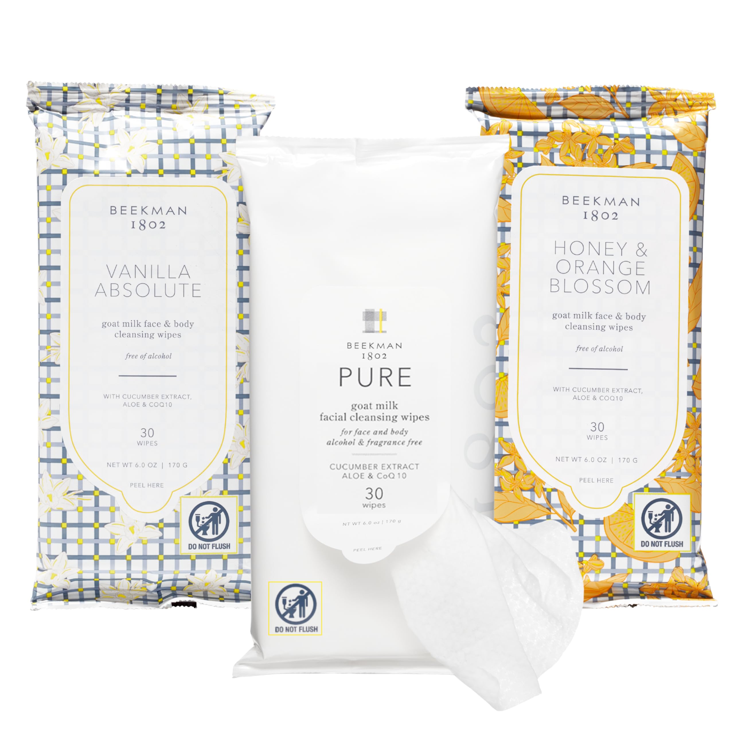Amazon.com: Beekman 1802 Face and Body Wipe Trio (90 Wipes) - Pure