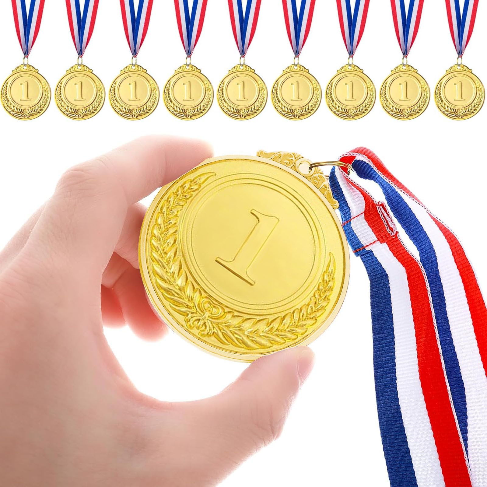 9 Piezas Ganador Medallas de Metal, Medallas de Oro Medallas de Plata Medallas de Bronce con Cintas para Niños Fiestas Decoraciones y Premios Deportivos Día del Deporte Escolar 5.0cm - 4