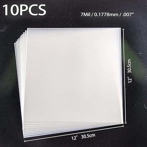 Miniatura 2 de 10 hojas de plantillas de Mylar en blanco de 7 mil, 12 x 12 pulgadas, hojas de plantillas de PET translúcidas lechosas en blanco, material de
