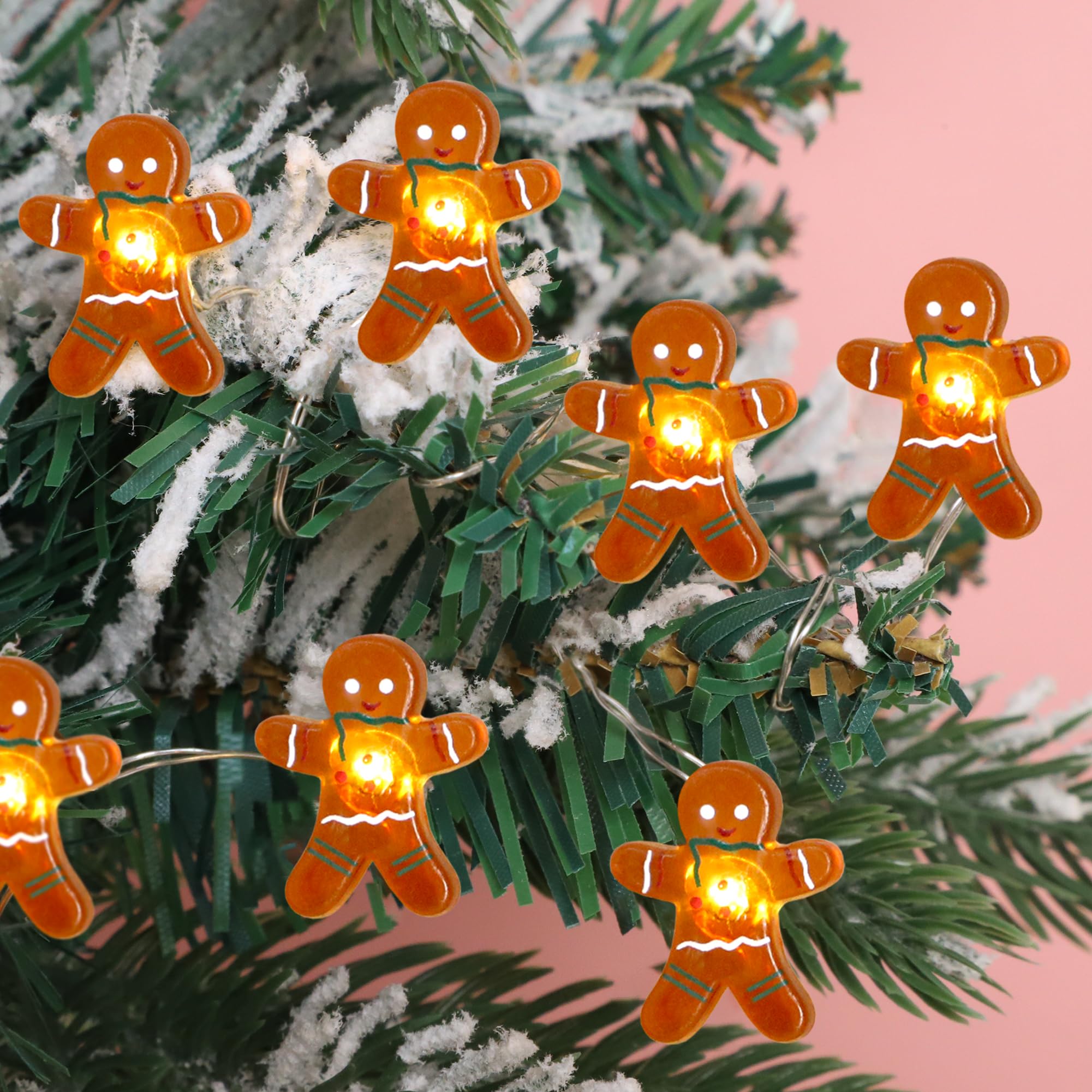 Impress Life Festliche Dekoration Lichterkette, Lebkuchenmann Cookies 3.0 m 40 LEDs mit Batterie/USB Powered Dimmbar Lichterkette mit Fernbedienung für Haus Schlafzimmer Dekorativ Hochzeit Zuhause