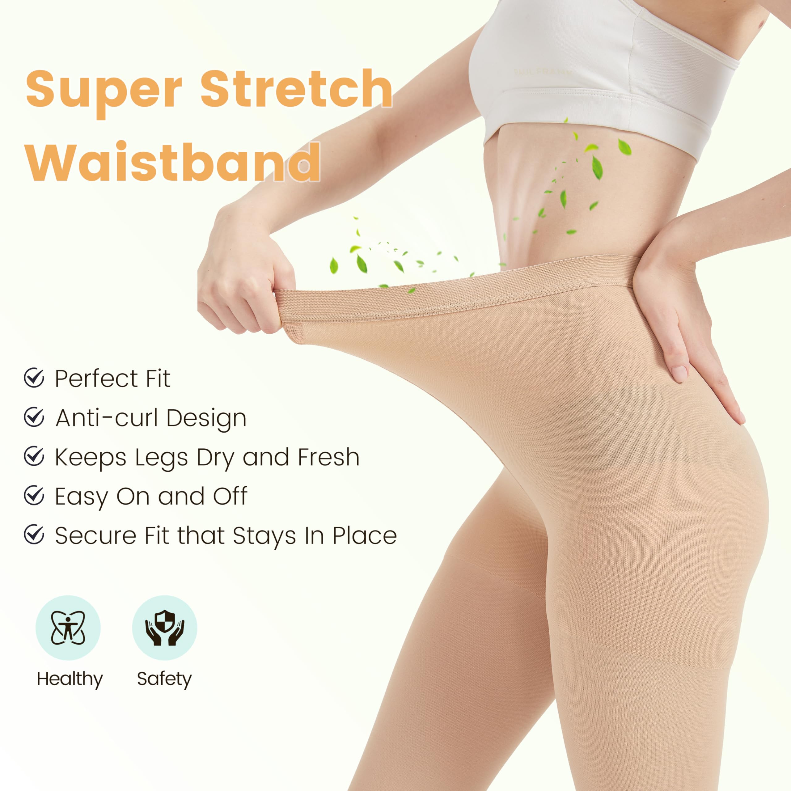 MGANG Kompressionsstrumpfhose, offener Zehenbereich, hohe Kompressionsstrümpfe, blickdicht, feste Unterstützung, 20-30 mmHg