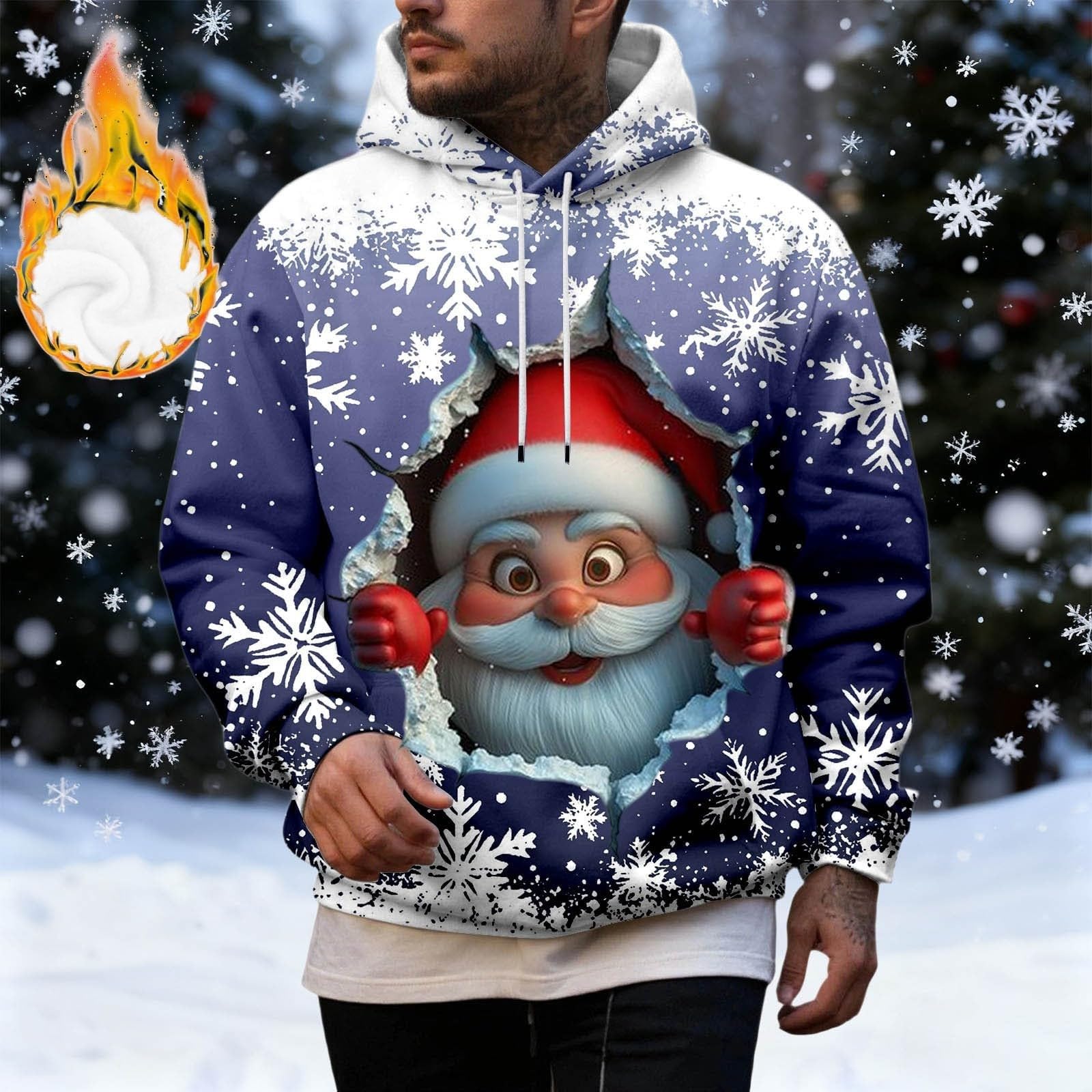 Sudadera Naranja Hombre con Capucha Navideña De Manga Larga, Informal Y Moderna, para Chaqueta Verano (Blue, XL) Camiseta Ciclismo Ropa Caza Moda Camisas Larga Jersey Corta Camisa