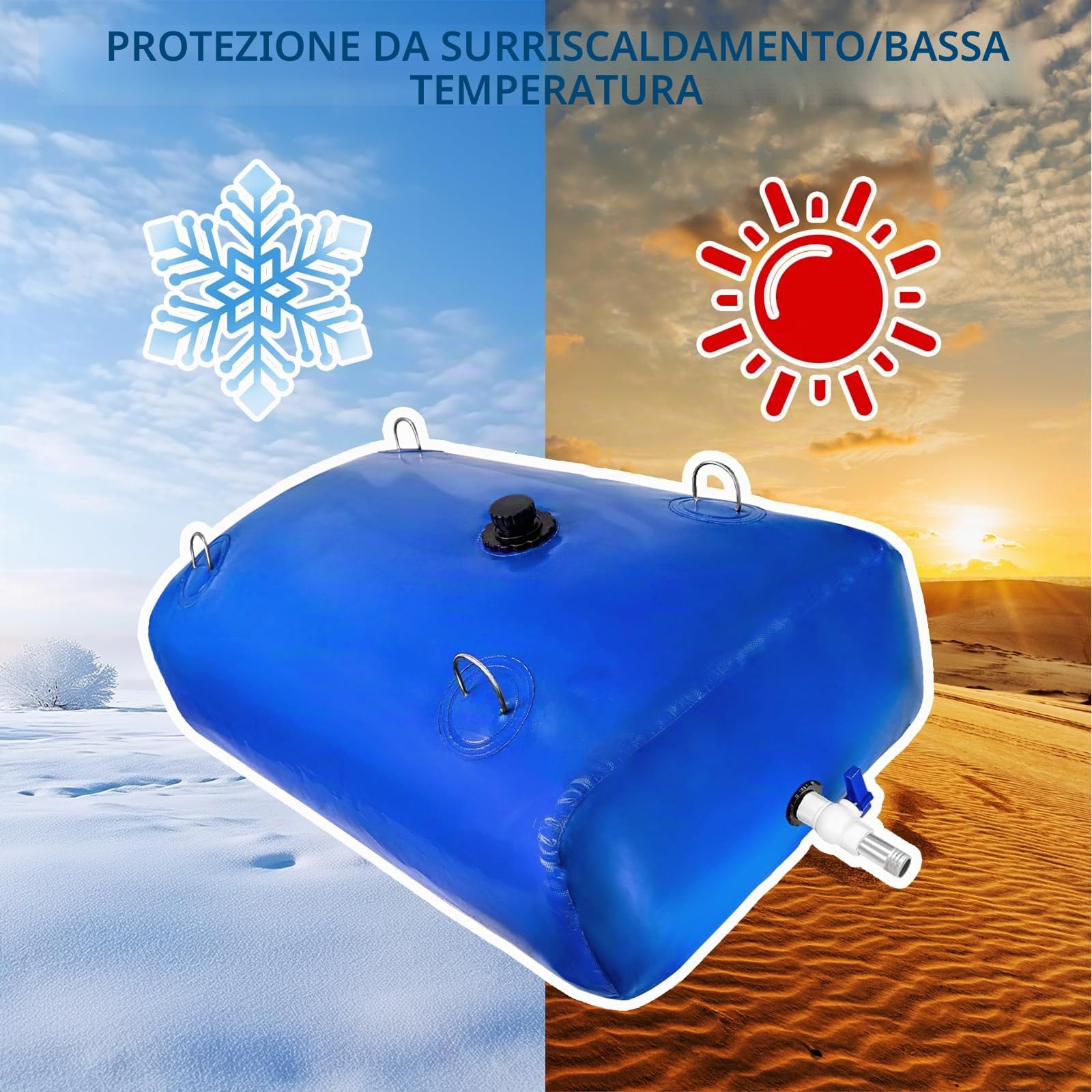 Sacca di Stoccaggio dell'Acqua da 110 L, Serbatoio Acqua per Camper, Serbatoio d'Acqua Pieghevole Borsa, Bidone Acqua con Rubinetto, per L'Irrigazione di Emergenza del Giardino Acquatico