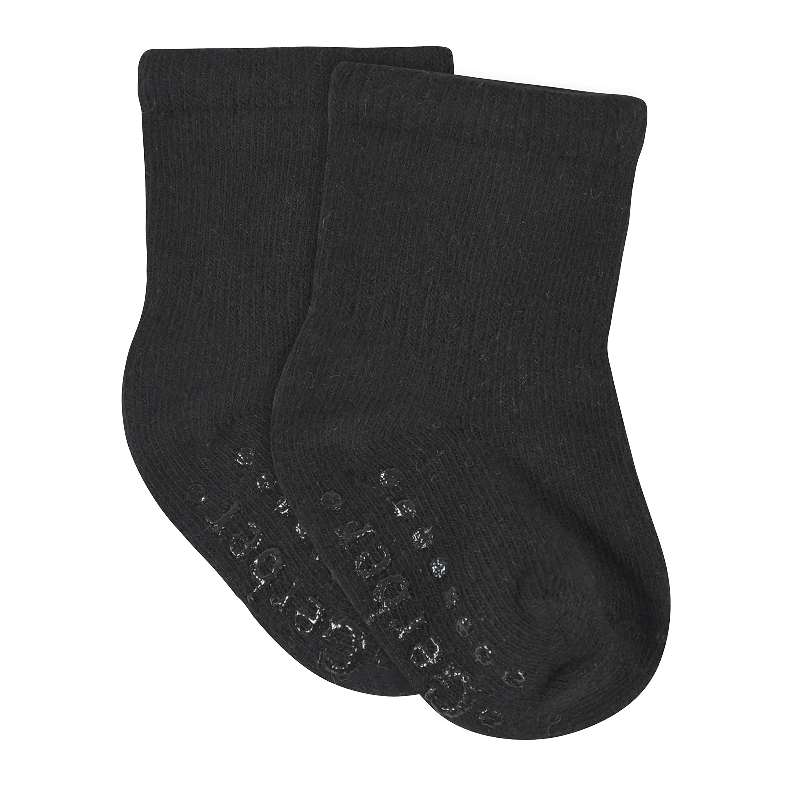 Gerber baby boys 8-pack Wiggle-proof Jersey Crew Socks, Black, 2-3T US