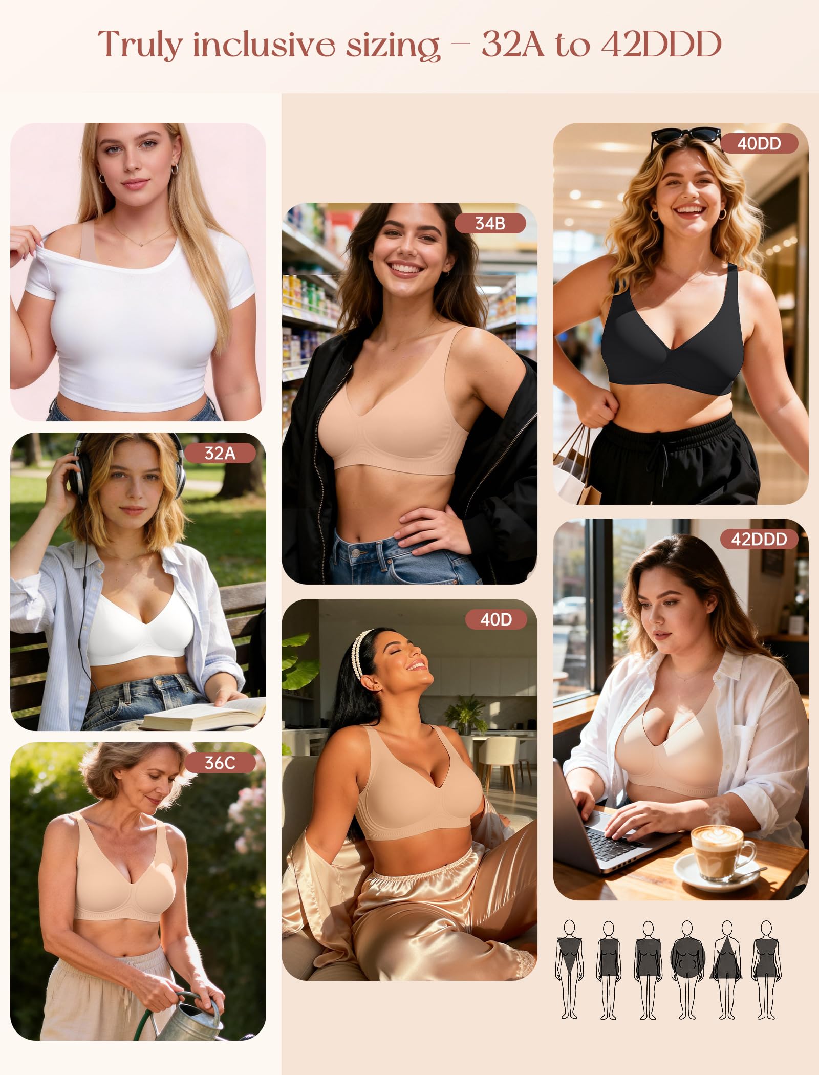 LetsJoli 2026 Jelly Bras for Women No Underwire Upgrade Wireless Deep V Seamless Push Up Plunge Comfortable Bralettes — view 7