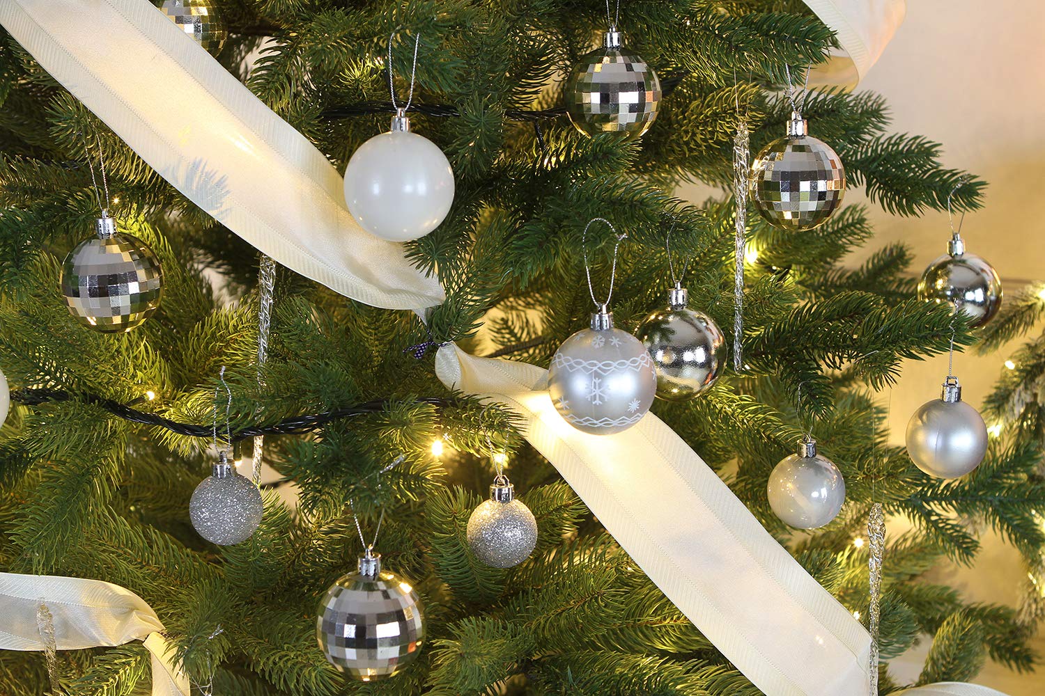 Sea Team 100 palline miste per l’albero di Natale antiurto e infrangibile in confezione regalo, ornamenti per festa, riutilizzabile, col manico portatile, arreda l’albero di Natale | Con confezione regalo, per albero di Natale, decorazioni natalizie