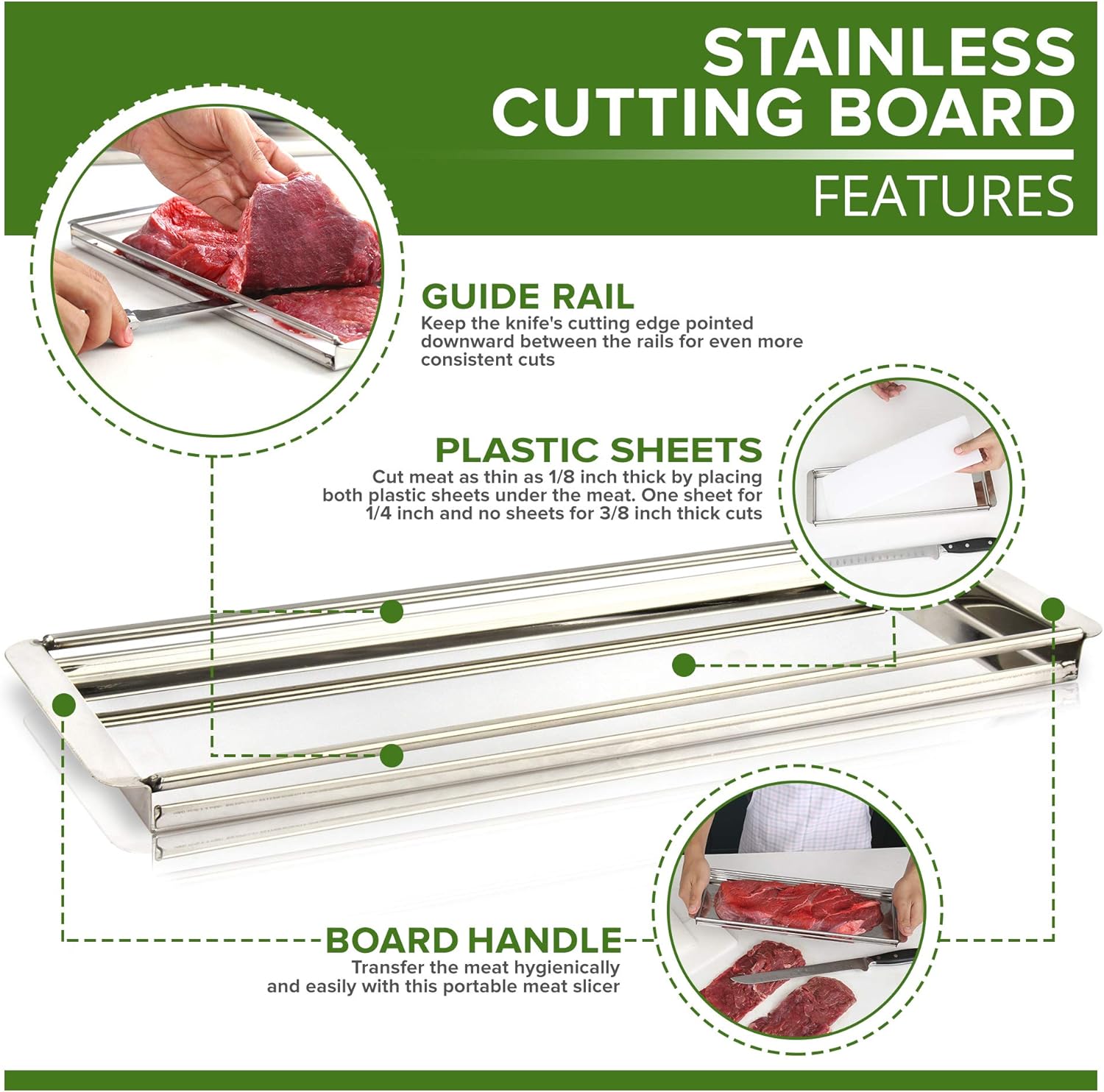 Advanced Beef Jerky Slicer Kit- 100% Precision Uniform Slices Guaranteed - Adjustable Thickness Dishwasher Safe Beef Jerky Cutting Board & 10" Meat Slicing Knife Deliver Gorgeous Jerky Maker Slices