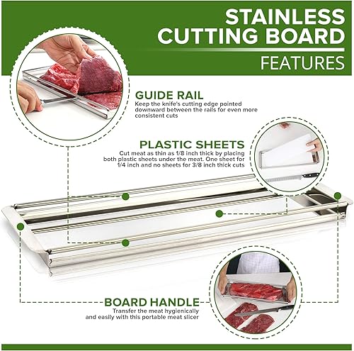 Miniatura 6 de Kit avanzado de rebanadora de carne seca de ternera, rebanadas uniformes 100% de precisión garantizadas, grosor ajustable, apto para lavavajillas,