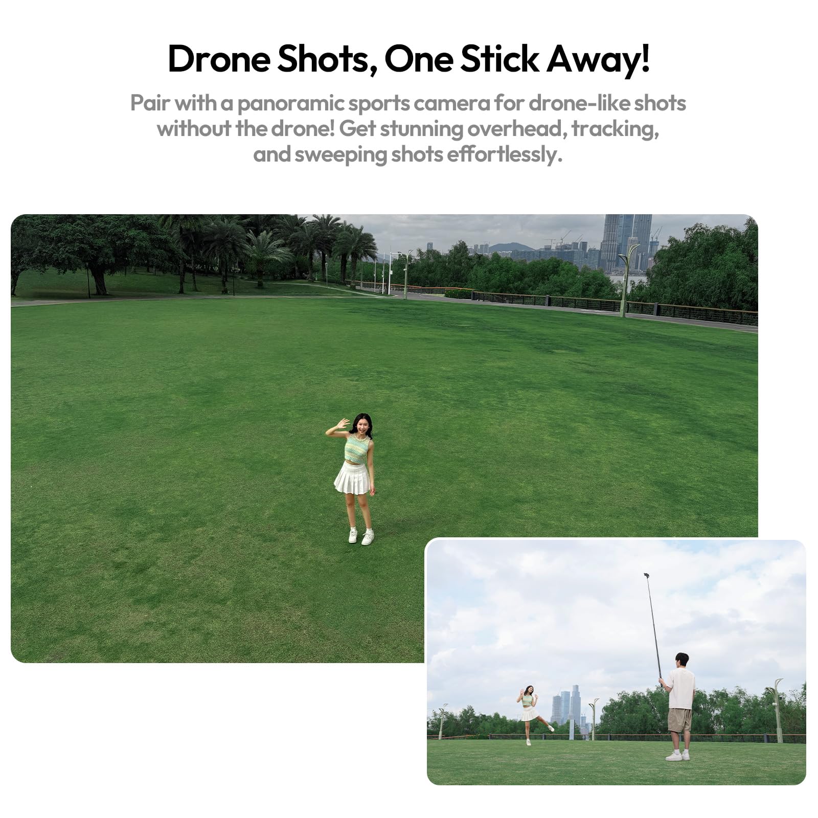 ULANZI VL02 2.7M Selfie Stick für Insta360 X5/X4/X3/GO 3S/ONE X2, Selfie Stick aus Kohlefaser für Gopro, DJI Osmo Pocket 3 4/Action 5 Pro, 1/4" Verlängerung, Längenverstellbar, Mit Handyclip
