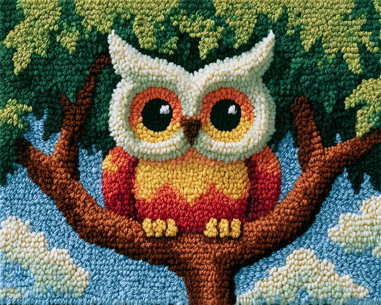 FWRTYCB Latch Hook Kits Rugs,Owl in a Tree