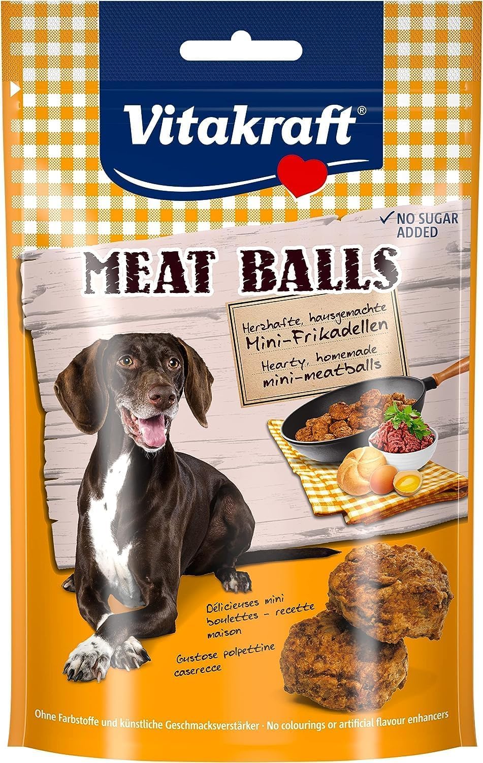 Vitakraft Meat Balls, Hundeleckerli, Hundesnack weich,fleischige Mini Frikadellen, als Belohnung, Hunde Trainingsleckerli, ohne Zuckerzusatz (1x 80g)