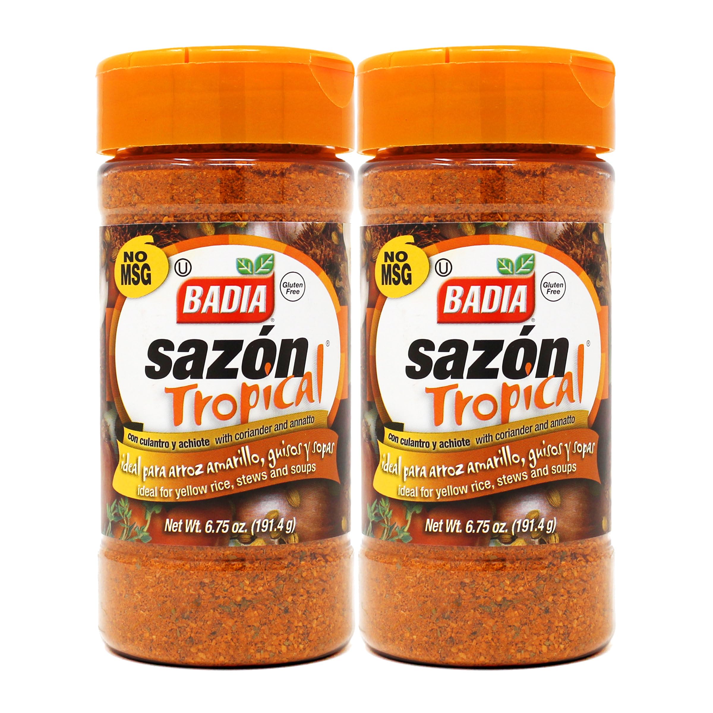 Badia Sazon Tropical with Coriander & Annatto, 6.75 oz - Palatize Pack of 2